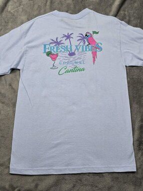 Mens Tropical Graphic Tee Blue Parrot Cozumel Medium
